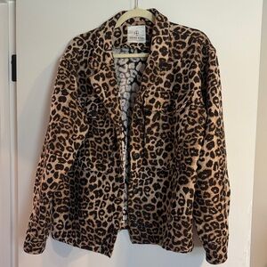 Anine Bing Leopard Teddy Jacket in Tan and Black